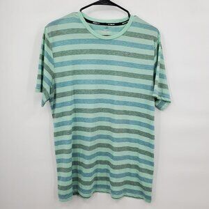 Nike Dri-Fit Running Shirt Zip Pockets Stripe Short Sleeve Mesh Large Womens